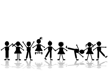 Group of happy children playing, set 1 clipart