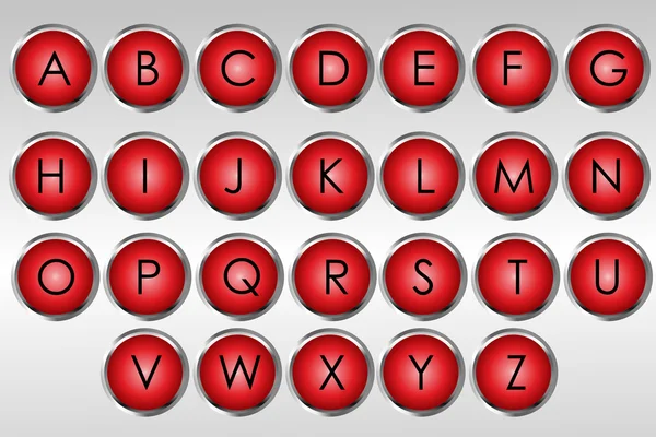 Red buttons with alphabet — Stock Photo, Image