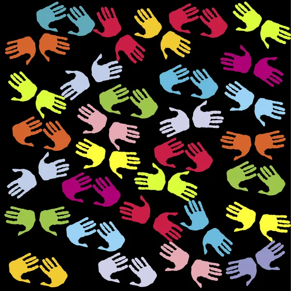 Seamless with pairs of colored hands — Stock Photo, Image