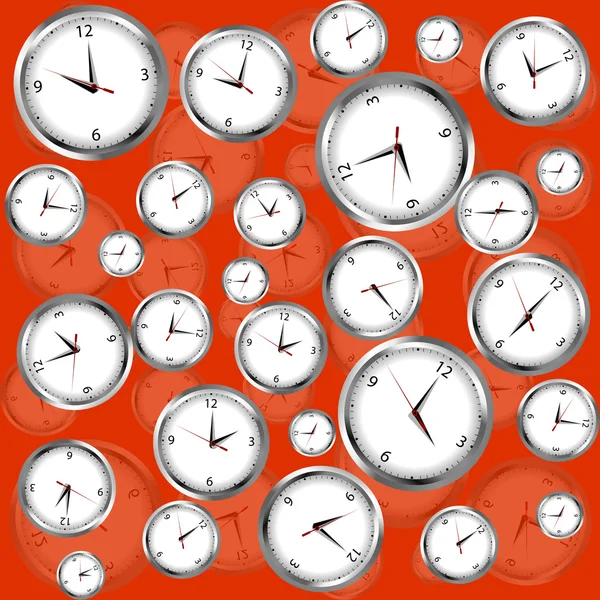 Relógios sobre fundo vermelho — Fotografia de Stock