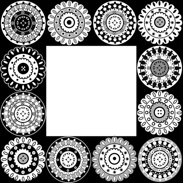 Rahmen mit schwarz-weißen Ornamenten — Stockfoto