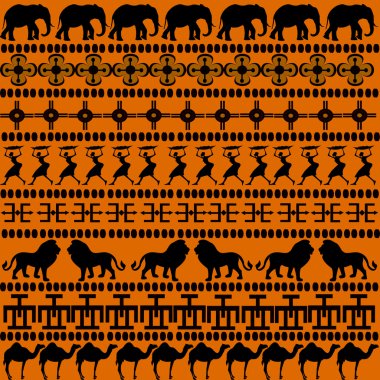 African motives with African animals and women