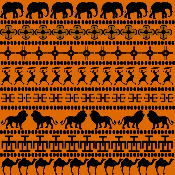 Motifs africains avec des animaux et des femmes africains — Photo
