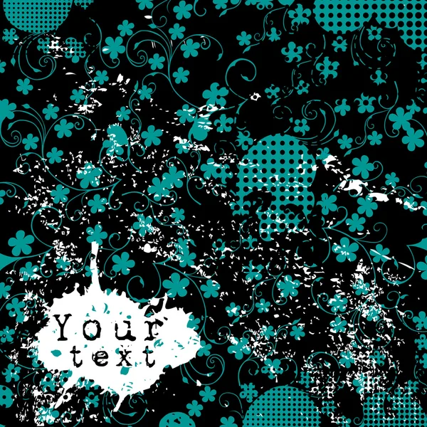 Grunge pozadí s modrými květy a místo pro váš text — Stock fotografie