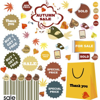 herfst verkoop-set van stickers en labels