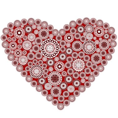 Red heart made by oriental motifs clipart