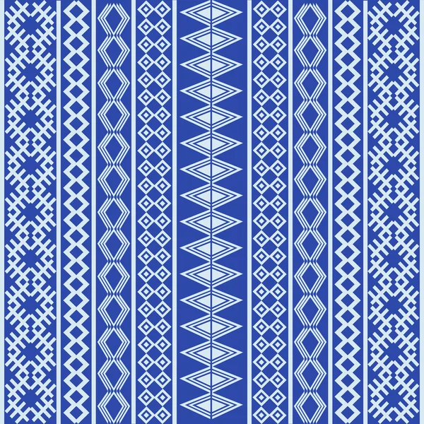Blauwe etnische textuur met witte elementen — Stockfoto