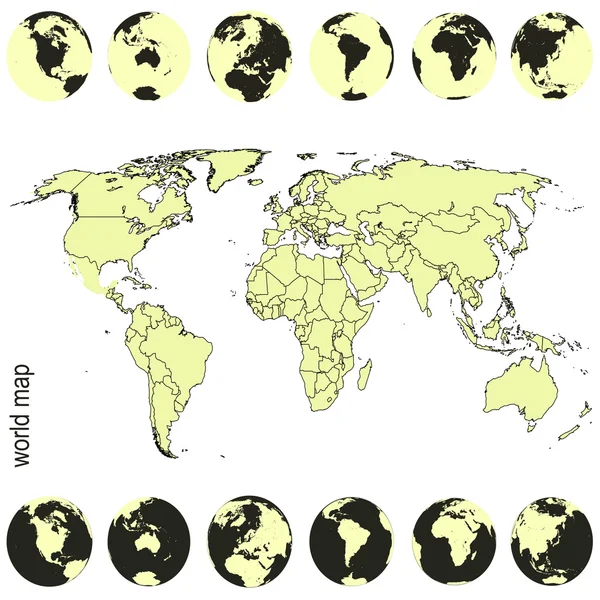 Sarı tonlarında Dünya Haritası — Stok fotoğraf