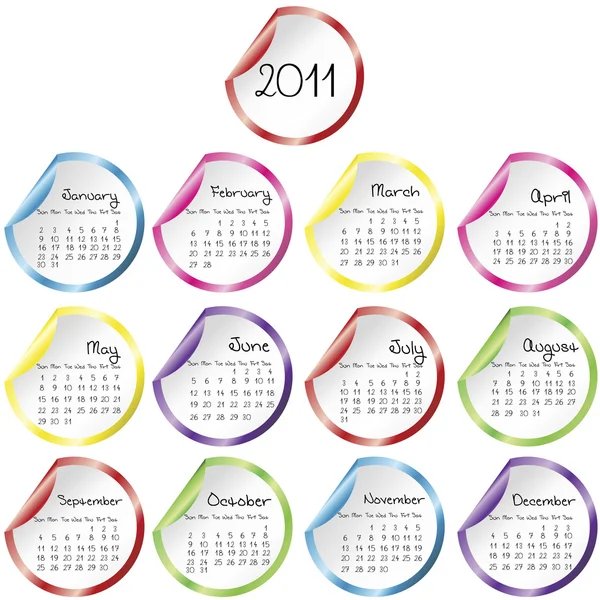Calendar with colored stickers — Stock Photo, Image