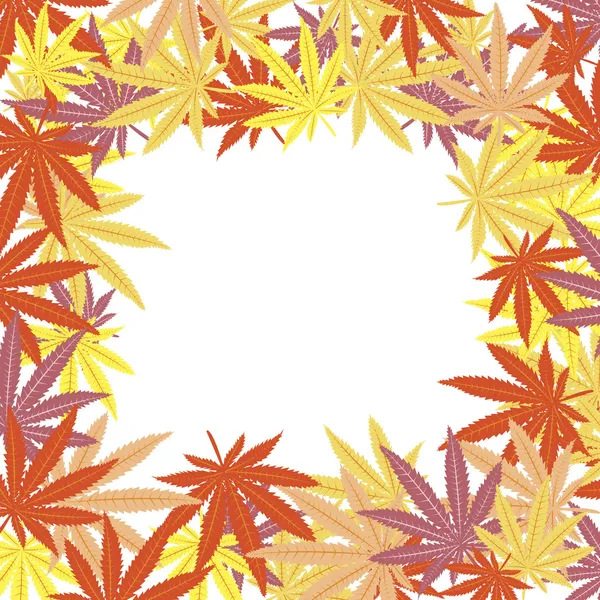 착 색 된 마리화나 잎을 가진 프레임 — 스톡 사진