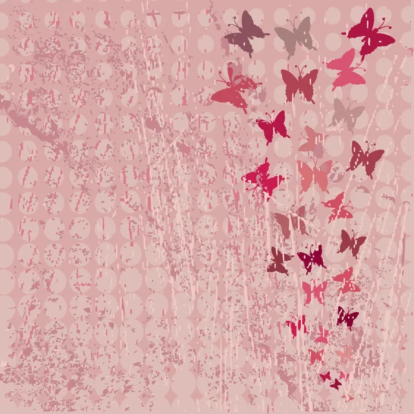 Roter Grunge-Hintergrund mit Schmetterlingen — Stockfoto