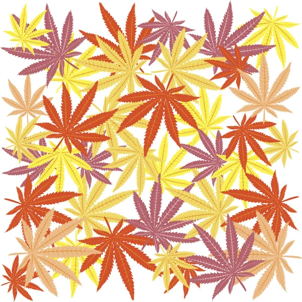 シームレスな着色されたマリファナの葉を持つ — ストック写真