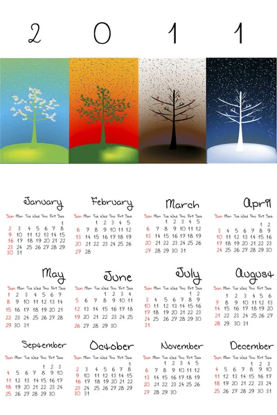 日历与抽象树 — 图库照片