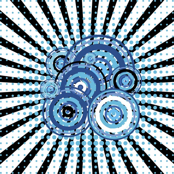 Fond rétro bleu avec tourbillon et cercles — Photo