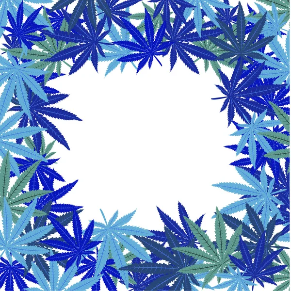 Рамка с голубыми листьями марихуаны — стоковое фото