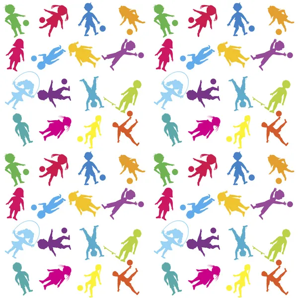 Naadloos met gekleurde spelende kinderen, patroon — Stockfoto