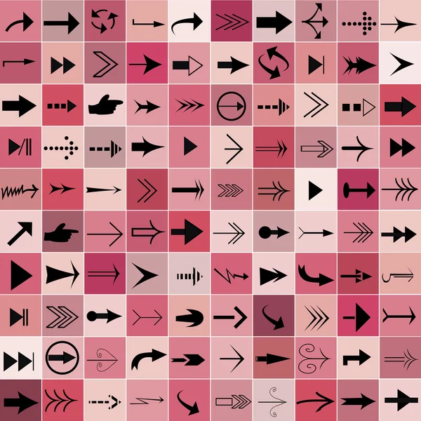 Комплект из 100 стрел на розовых квадратах — стоковое фото
