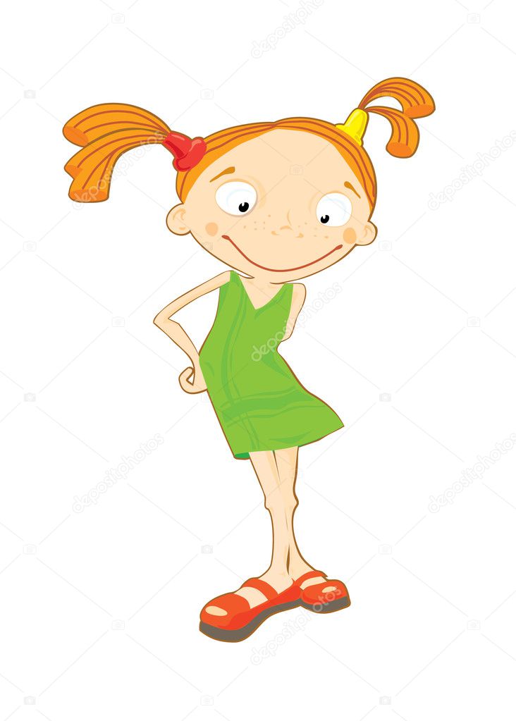 Red-Haired_little_girl_in_green_dress