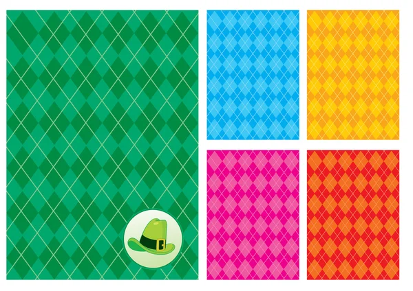 stock vector Checkerboard background and a green hat