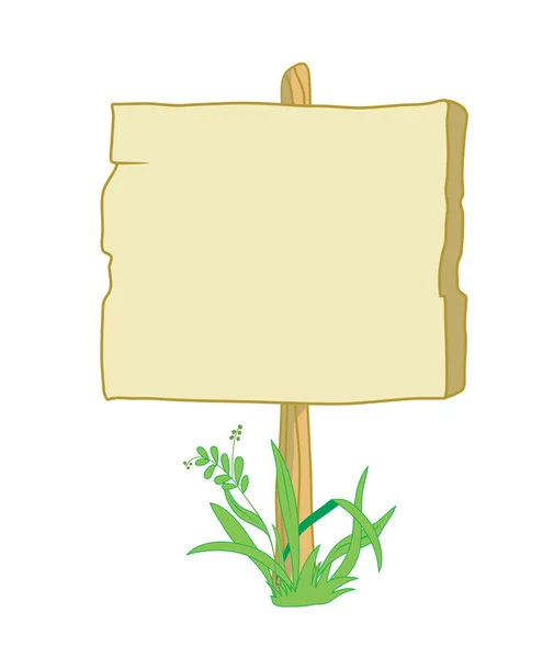 Wooden_sign_with_grass — Stock Vector