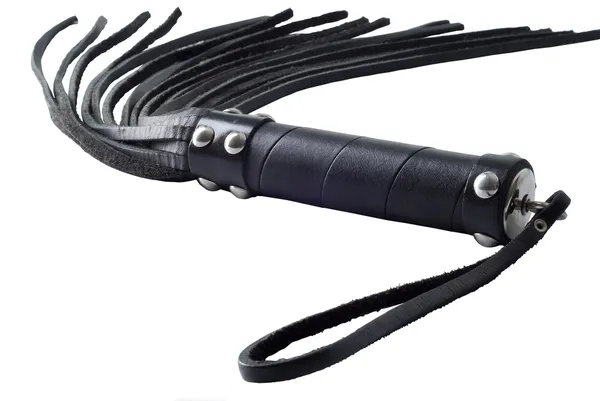 Black Strict Leather Flogging Whip — Stock Photo, Image
