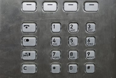 Metallic number pad on a public phone clipart