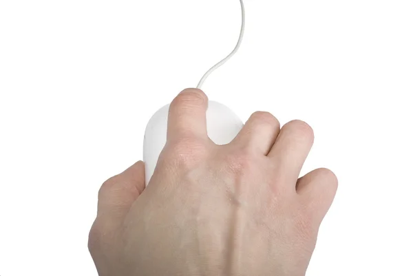 Computermaus mit einer Hand — Stockfoto