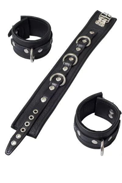 Black Leather Collar with Locking Hand C — Stock Photo, Image