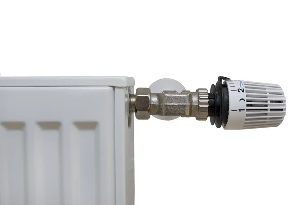 Close up of the White radiator with ther — Stock Photo, Image