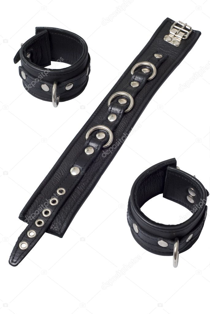 Black Leather Collar with Locking Hand C