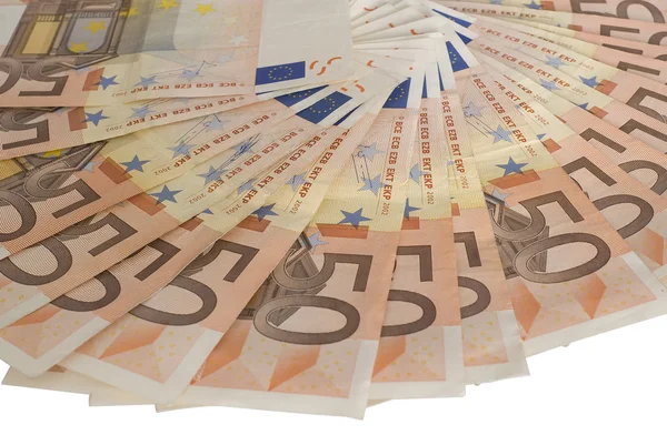 A fan of 50 Euro bank notes. — Stock Photo, Image