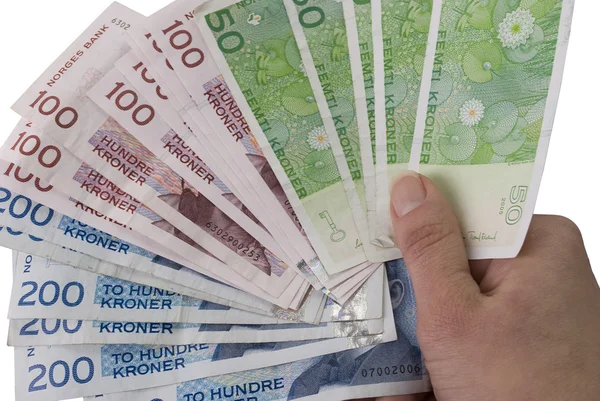 Fan av 50, 100, 200 nok norska kronor — Stockfoto