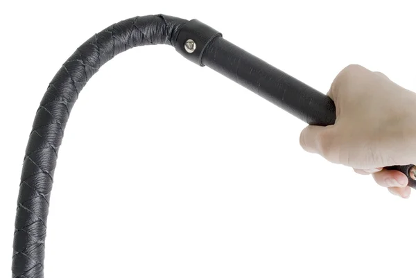 Black Single Tail Whip in hand — Stock Photo, Image