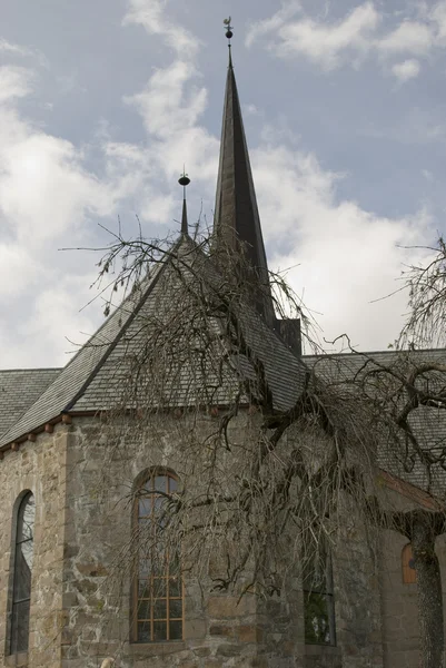 Kilise ve eski ağaç. — Stok fotoğraf