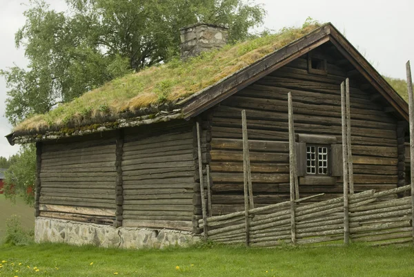 Vecchio museo della casa di legno del contadino Gamle Hvam . — Foto Stock
