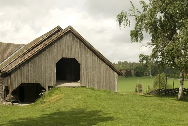 Öreg gazda fából készült ház Múzeum gamle hvam. — Stock Fotó