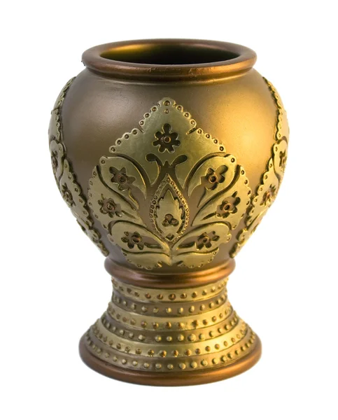 Золотая глиняная ваза — стоковое фото