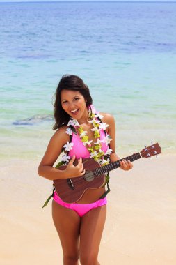 Beautiful Polynesian girl in bikini clipart