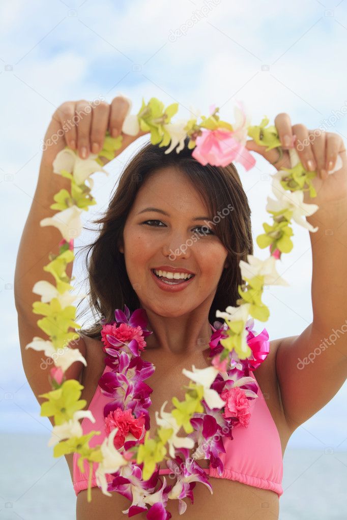 Beautiful Polynesian girl in bikini