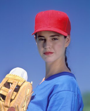 Young woman baseball player clipart