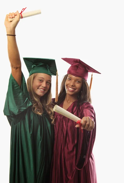 Δύο γυναίκες απόφοιτοι στην ΚΓΠ και φόρεμα — Φωτογραφία Αρχείου