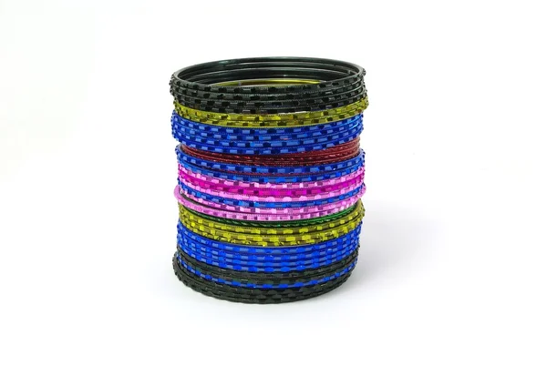 Coloured metallic bracelet rings — Stock Photo, Image