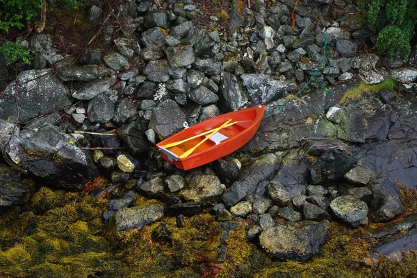 stock image Little boat on the ocean coast