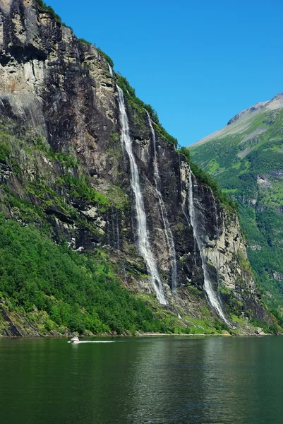 Fiume di montagna con cascata in Norvegia — Foto Stock
