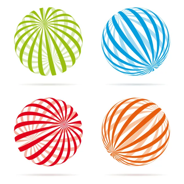 Various Striped globes — Stock Vector