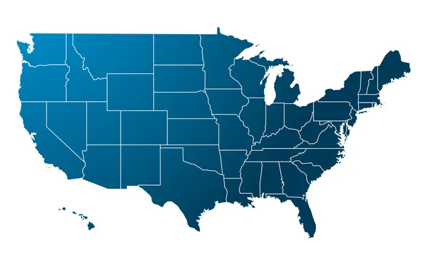 Mapa azul dos EUA — Vetor de Stock