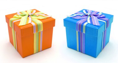 Orange and blue Gift Boxa clipart