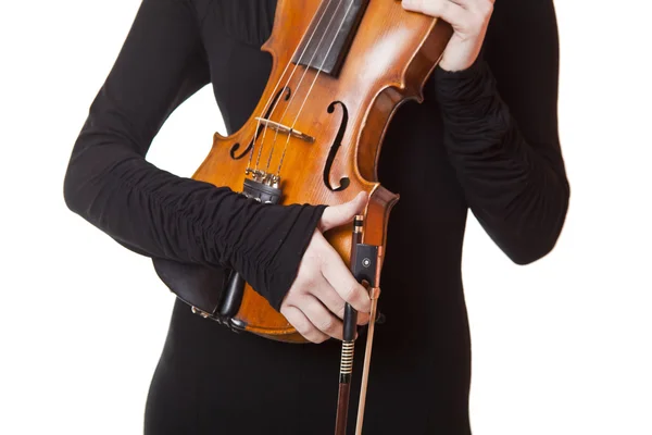 Mulher Segure Viola — Fotografia de Stock
