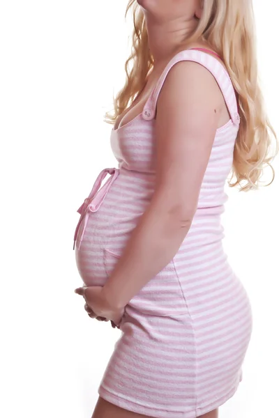 妊娠中の女性の持ち株のおなか — ストック写真