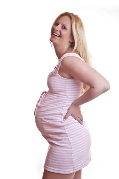 怀孕的女人控股肚子 — 图库照片